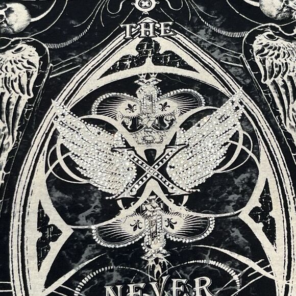 Xzavier Wings Skulls Rhinestone Grunge Cyber Y2K Style T-Shirt‎ Men's XXLarge - Picture 2 of 6